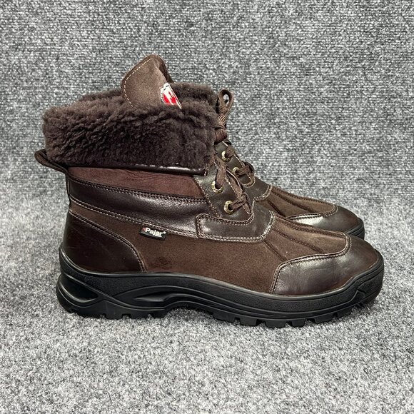 PAJAR Winter Boots Mens Size 9 Brown Leather Ice Gripper Spike Fishing Snow Cold - Picture 1 of 16